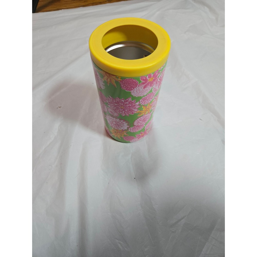 Lilly Pulitzer 4-in-1 Insulated Slim Can Tumbler Floral Pink Green 12oz Cooler